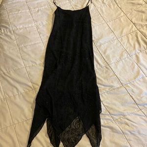 Black y2k beaded spaghetti strap dress